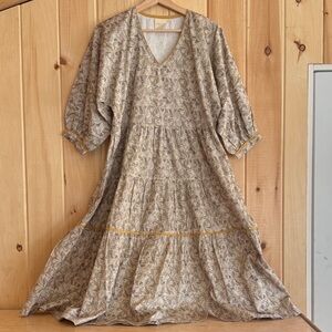 Reistor Organic Cotton Tiered Midi Dress - Size S - Sustainable •Floral•